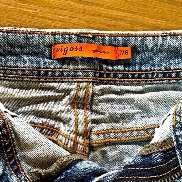 VINTAGE VIGOSS PATCH DISTRESSED MINI SKIRT 7/8 - Picture 6 of 11